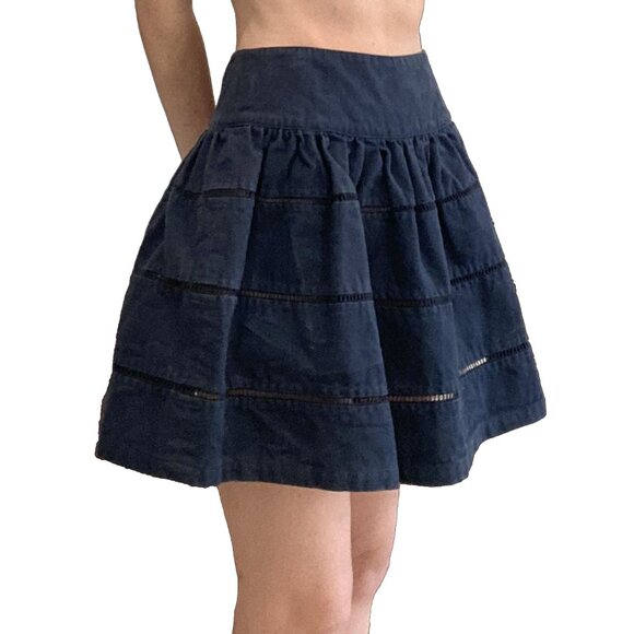 Opening Ceremony Navy Cotton Eyelet Mini Skirt – S - Picture 2 of 7